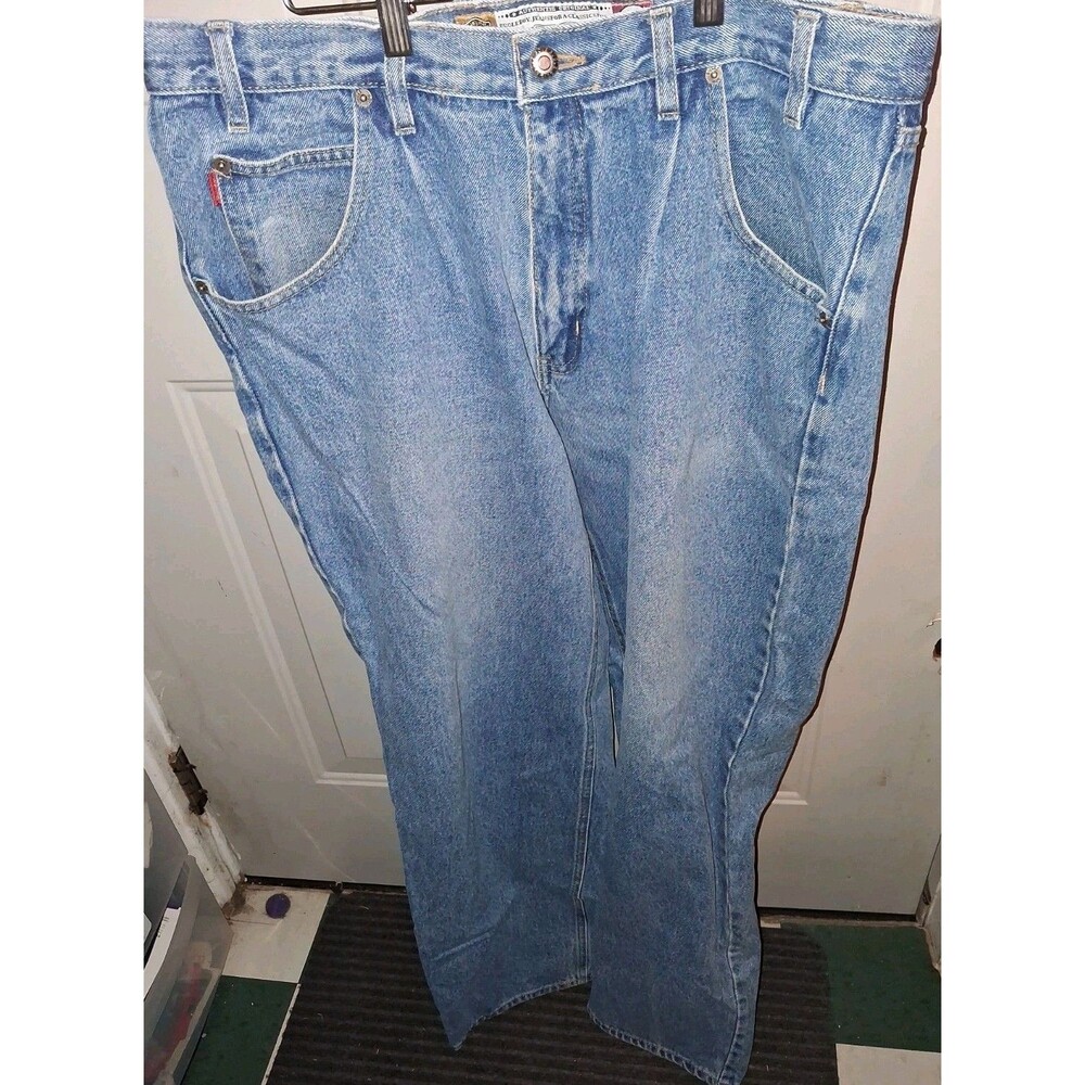 Vintage 90s Bugle Boy Gold Crest Jeans Mens 36x32 Pleated Baggy Denim Y2K